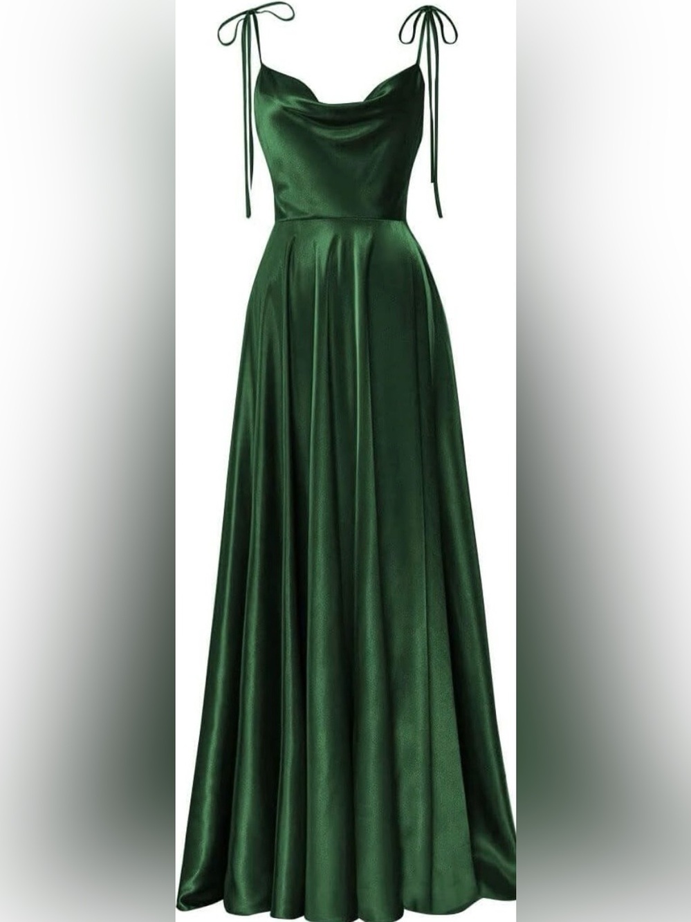 Elegant Emerald Cowl-Neck Satin Maxi Dress